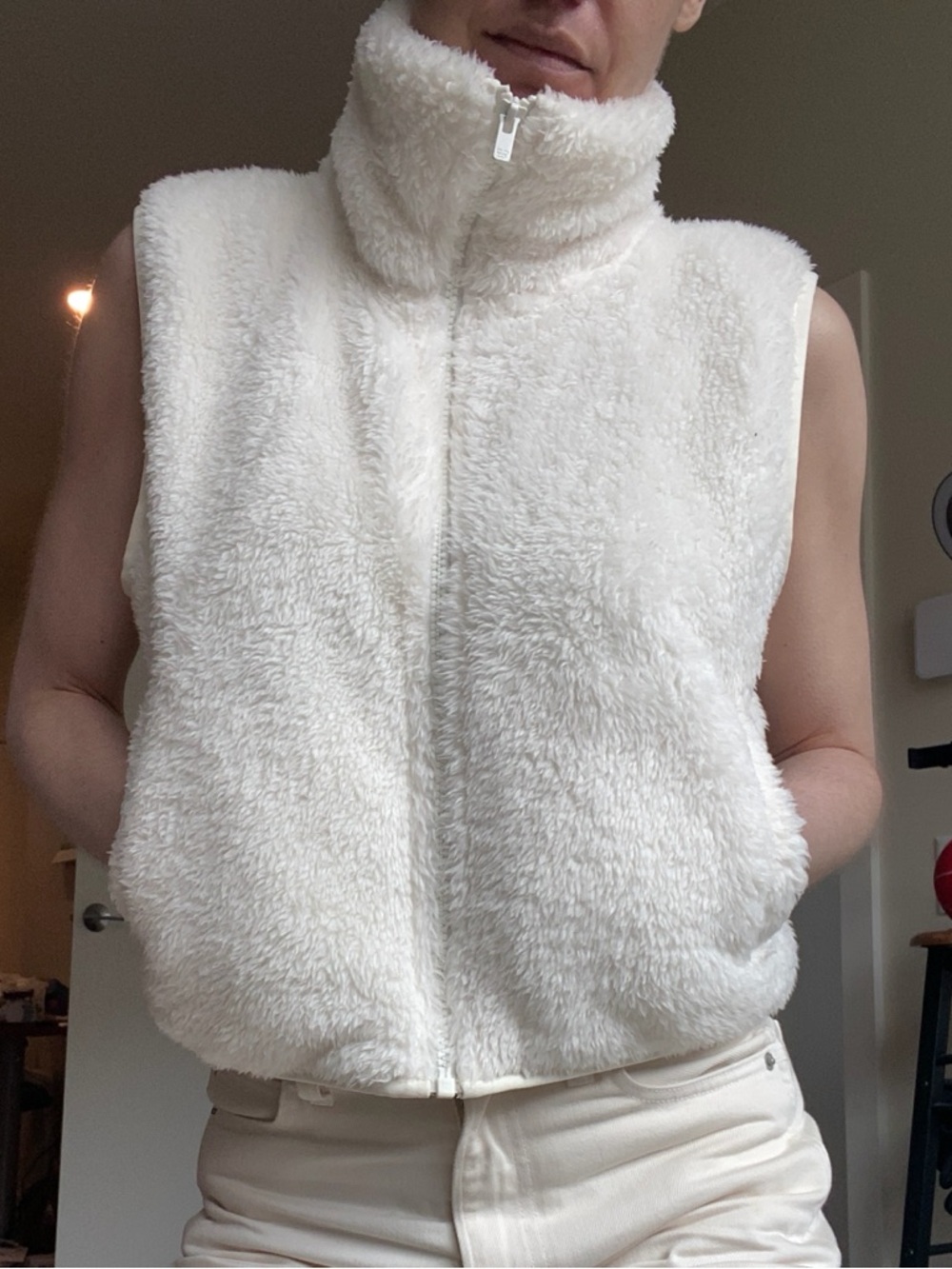 Sunday Best Fuzzy Vest in Whispering White